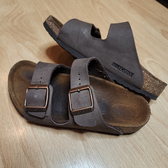 Birkenstock Arizona 2 Strap Brown Leather Sandals Kids size 29 (11-11.5) - Picture 1 of 16